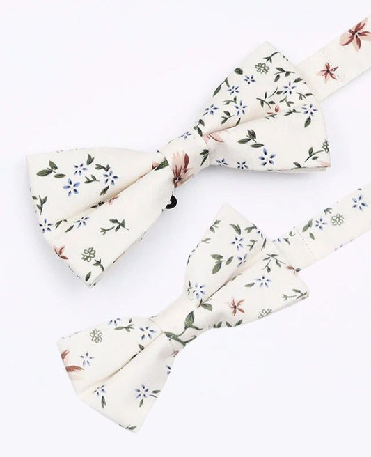 Noeuds Papillon Liberty Blanc n°8 Père & Fils en Coton «Charles»