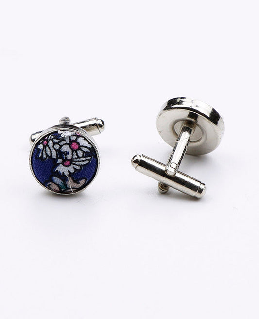 Boutons de Manchette Liberty Bleu n°10 en Coton | Gaspard - Unipap's