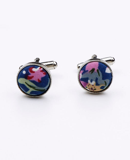 Boutons de Manchette Liberty Bleu n°11 en Coton | Gaspard - Unipap's