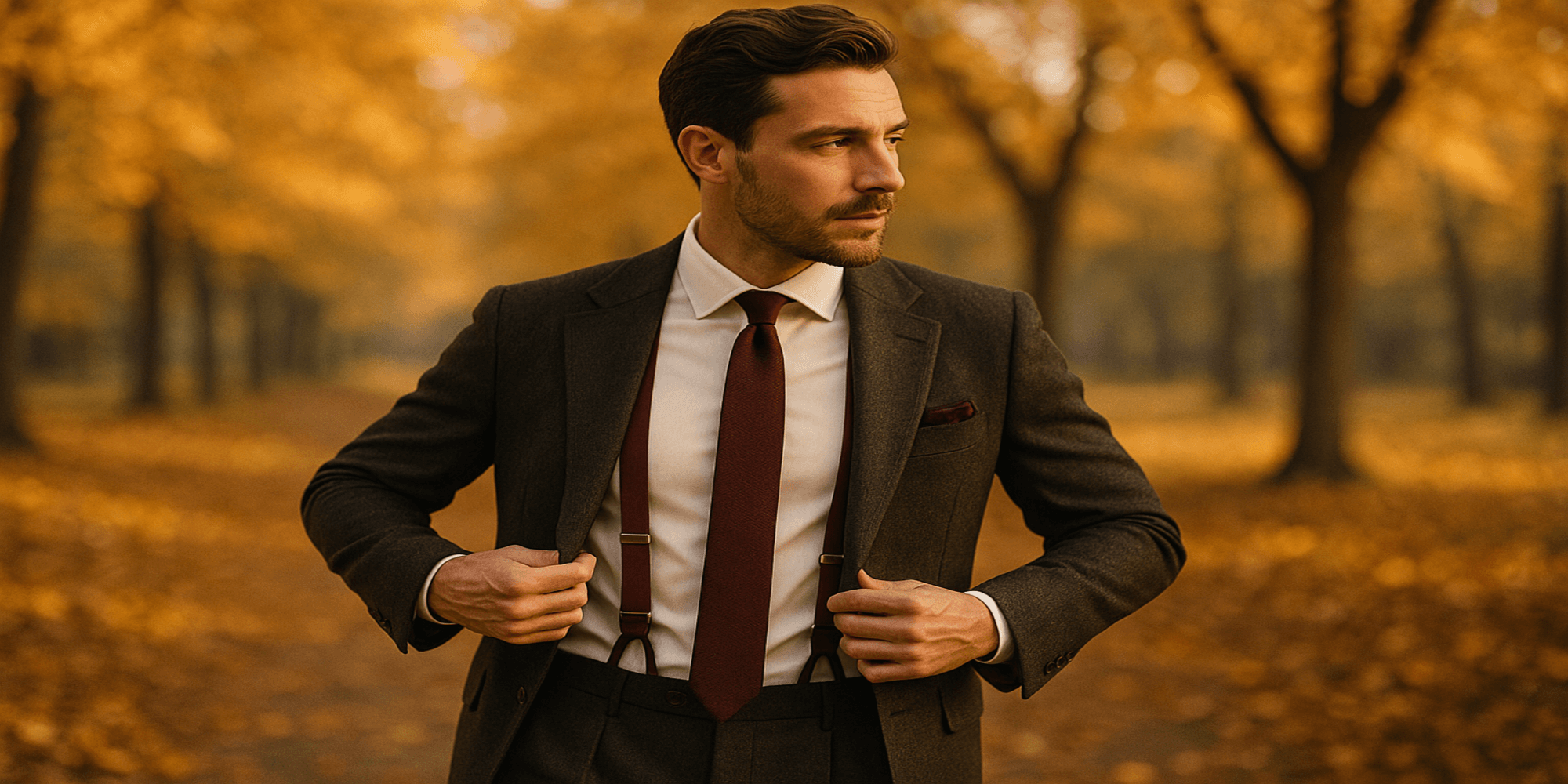 Pourquoi choisir des bretelles pour sublimer un costume élégant en automne ? Immagine