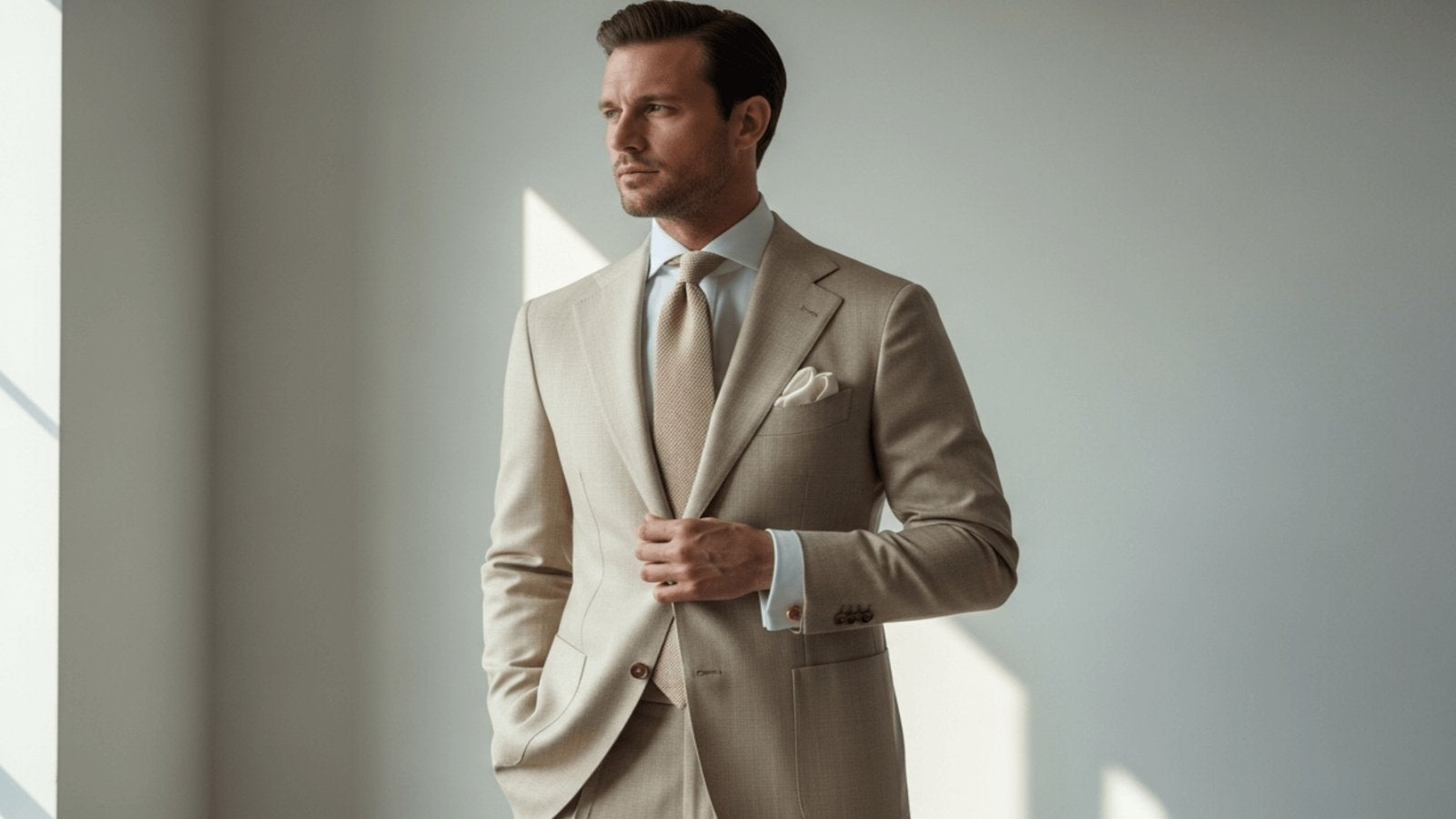 Quelle cravate porter avec un costume beige ? Immagine