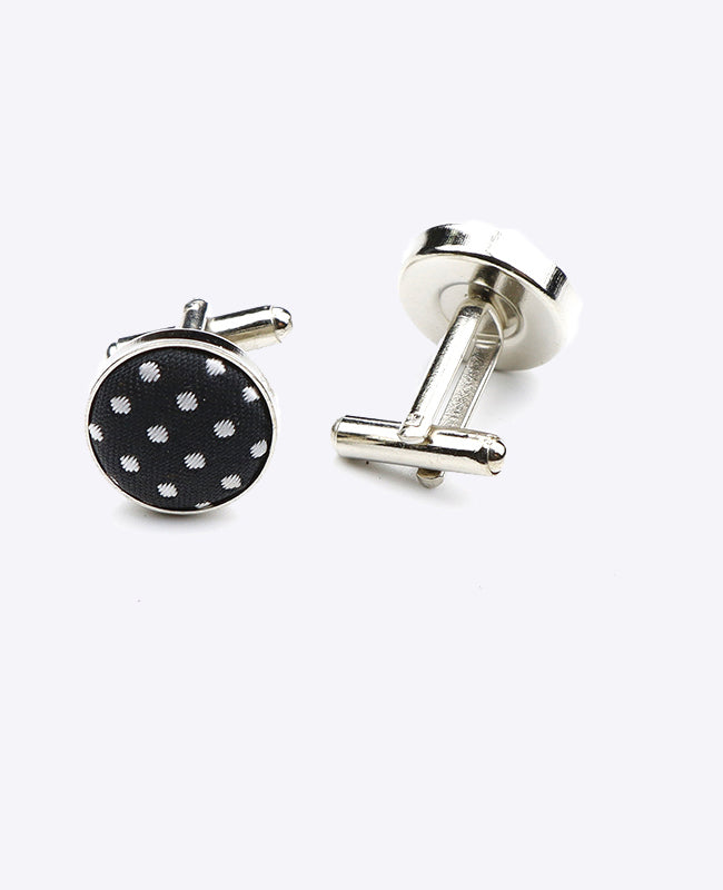 Boutons de Manchette Noir n°2 à Pois en Polyester «Louis»