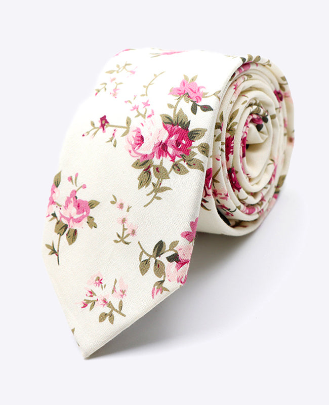 Cravatta Liberty Bianco n°7 Uomo in Cotone «Charles»