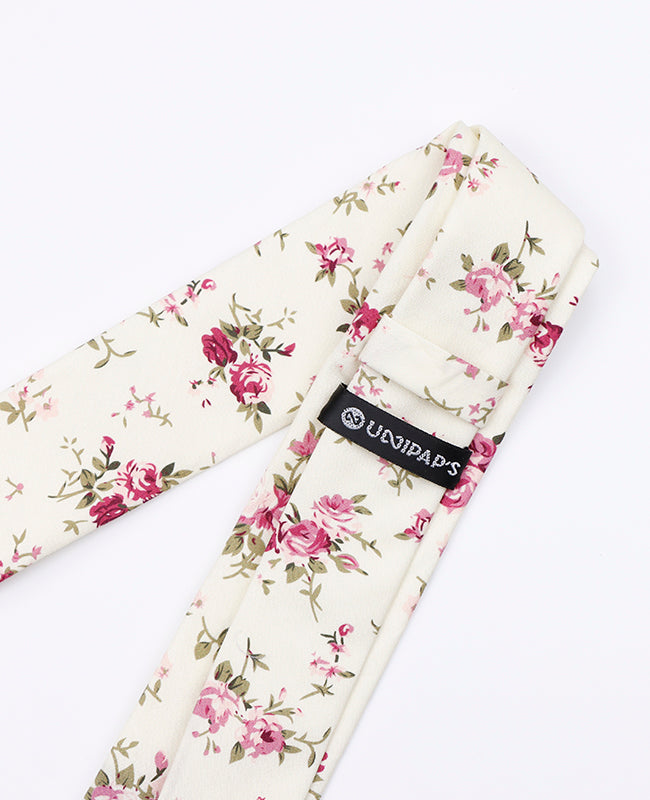 Cravatta Liberty Bianco n°7 Uomo in Cotone «Charles»