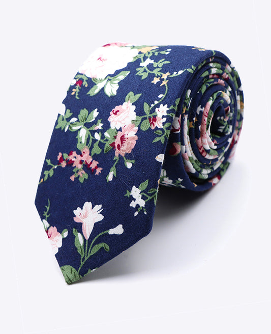 Cravate Liberty Bleu n°2 Homme en Coton «Charles»