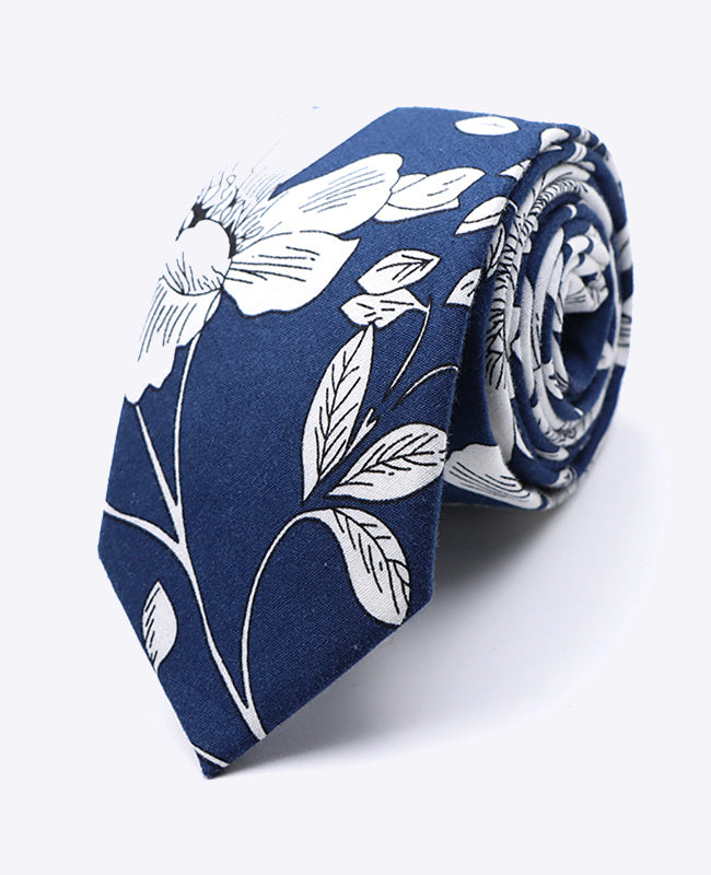 Cravatta Liberty Blu n°2 Uomo in Cotone | Clovis - Unipap's