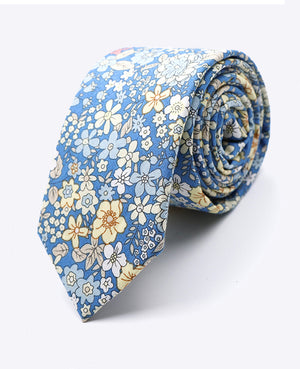 Cravatta Liberty Blu n°2 Uomo in Cotone «Gaspard»