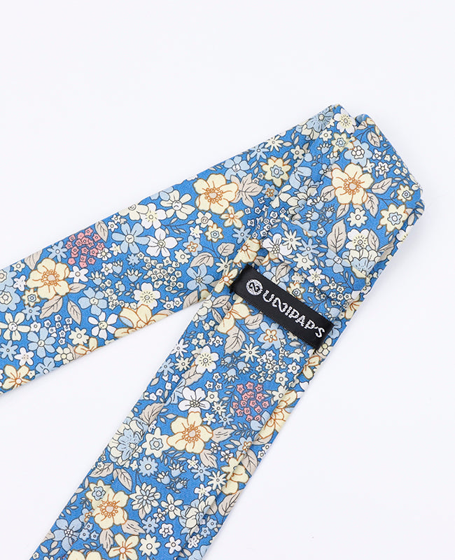 Cravatta Liberty Blu n°2 Uomo in Cotone «Gaspard»