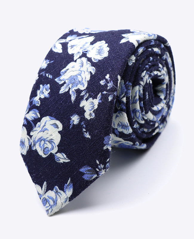 Cravatta Liberty Blu n°6 Uomo in Cotone | Charles - Unipap's