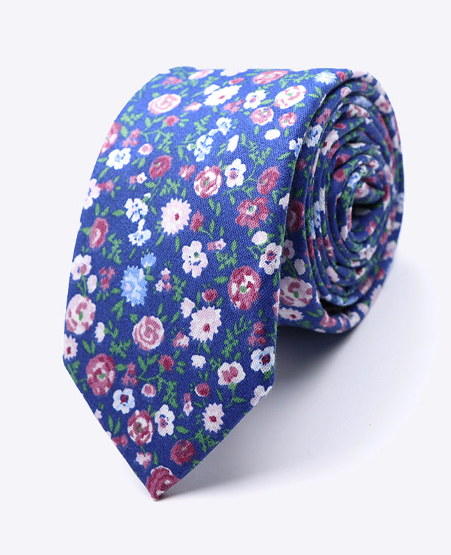 Cravatta Liberty Blu n°7 Uomo in Cotone | Gaspard - Unipap's