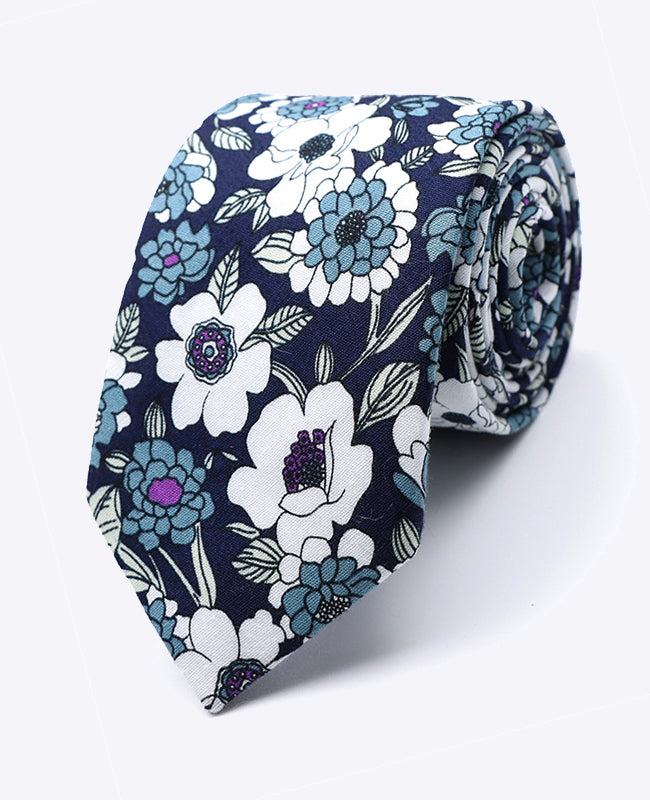 Cravatta Liberty Blu n°8 Uomo in Cotone | Gaspard - Unipap's