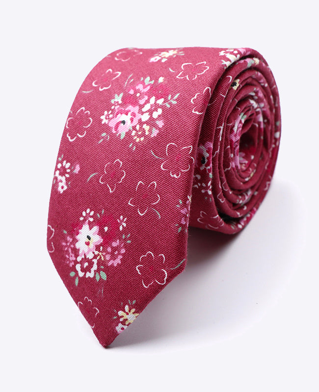 Cravatta Liberty Rosso n°2 Uomo in Cotone «Gaspard»