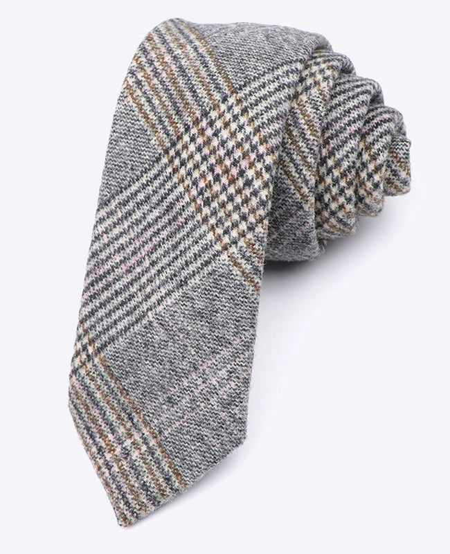 Cravatta Tartan Grigio n°7 Uomo in Lana | Norbert - Unipap's
