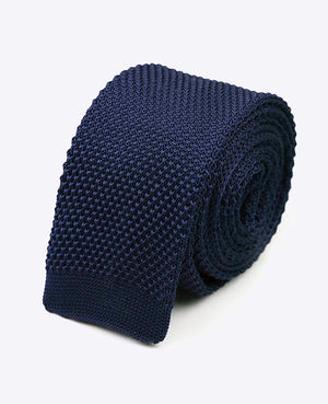 Cravatta Blu n°2 Uomo in Maglia «Léon»