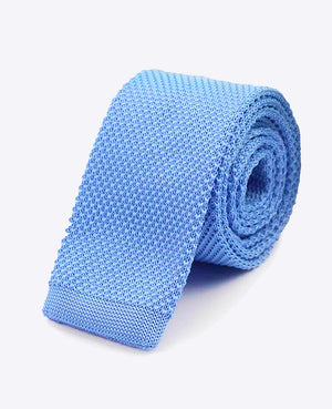 Cravatta Blu n°3 Uomo in Maglia «Léon»