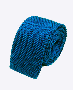 Cravatta Blu n°4 Uomo in Maglia «Léon»