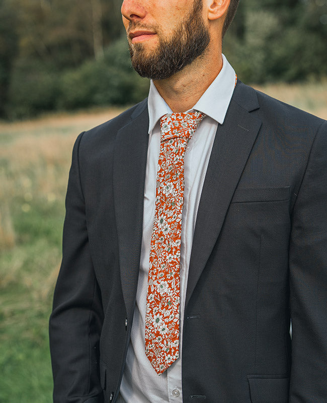 Cravatta Liberty Arancione Uomo in Cotone «Clovis»