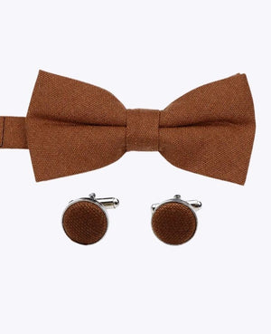 Papillon + Gemelli Marrone n°1 Uomo in Lino «Basile»