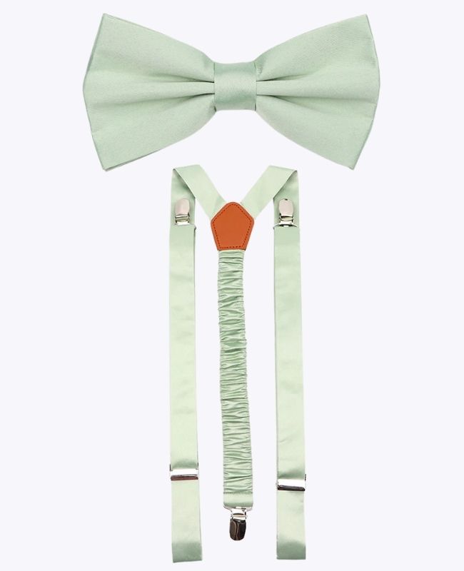 Papillon + Bretelle Verde n°1 Uomo in Poliestere «Anatole»