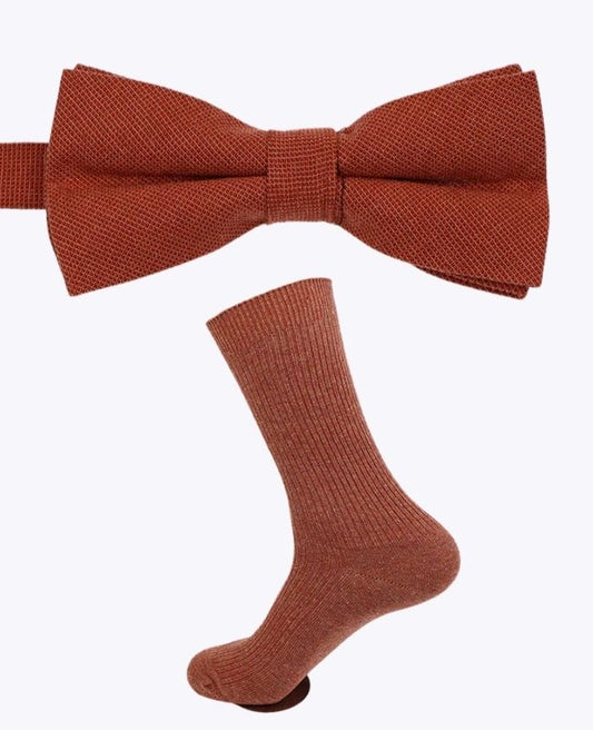Noeud Papillon + Chaussettes Terracotta Homme en Coton «Edgard»