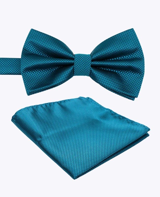 Papillon + Pochette da Costume Blu n°6 Uomo in Poliestere «Martin»