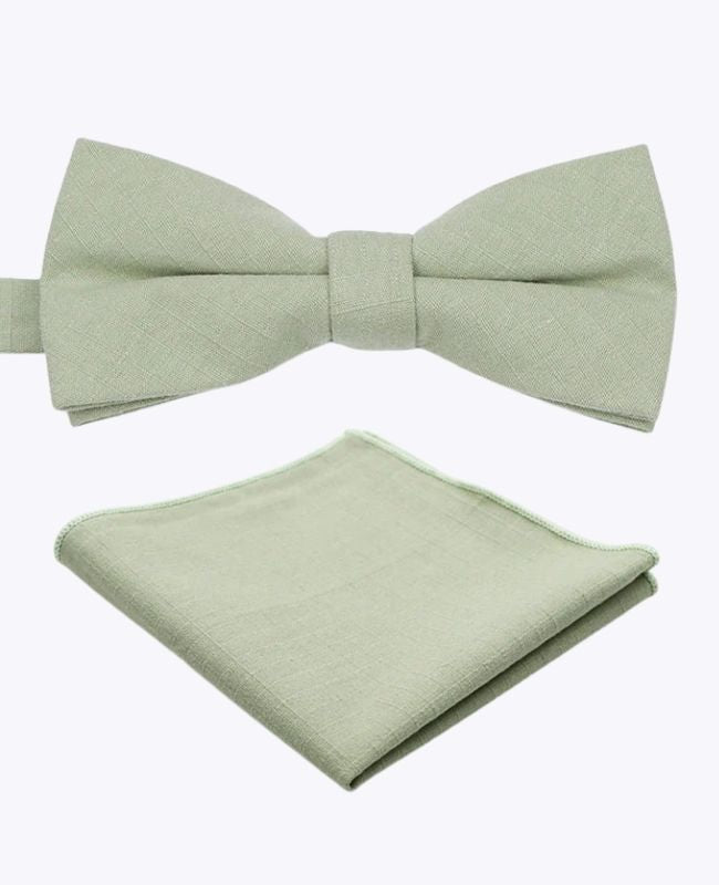 Noeud Papillon + Pochette de Costume Vert n°2 Homme en Coton «Oscar»