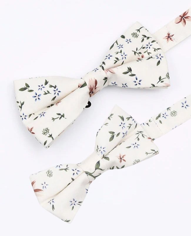 Papillon Liberty Bianco n°8 Padre & Figlio in Cotone «Charles»