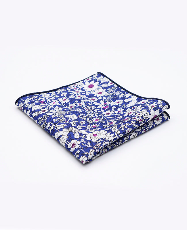 Fazzoletto da taschino Liberty Blu n°1 in Cotone | Clovis - Unipap's