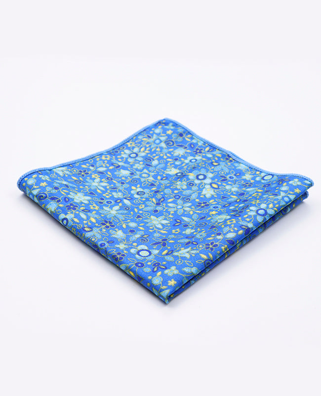 Fazzoletto da taschino Liberty Blu n°3 in Cotone «Gaspard»