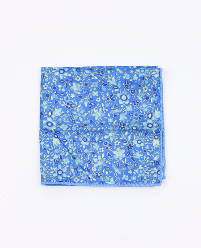 Fazzoletto da taschino Liberty Blu n°3 in Cotone «Gaspard»