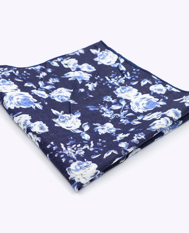 Fazzoletto da taschino Liberty Blu n°6 in Cotone