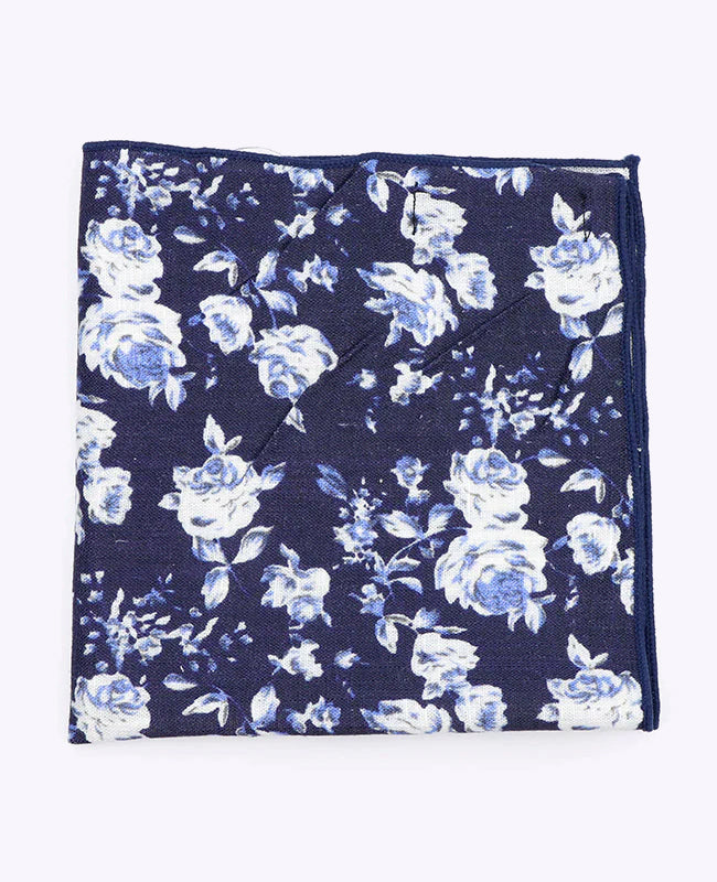 Fazzoletto da taschino Liberty Blu n°6 in Cotone