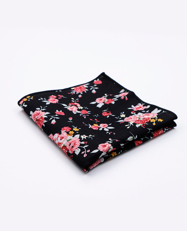 Fazzoletto da taschino Liberty Nero n°1 in Cotone | Charles - Unipap's