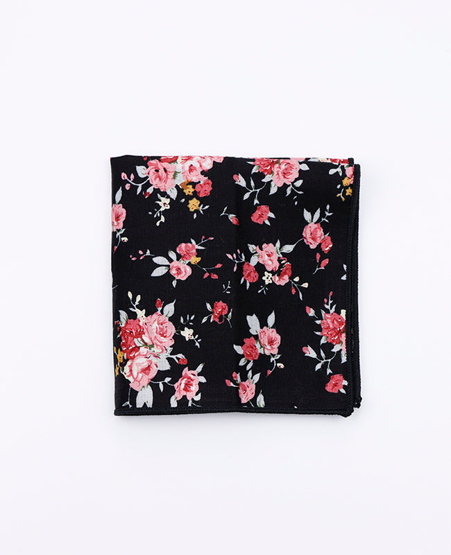 Fazzoletto da taschino Liberty Nero n°1 in Cotone | Charles - Unipap's
