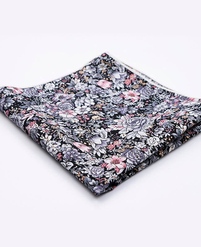 Fazzoletto da taschino Liberty Nero n°2 in Cotone | Gaspard - Unipap's