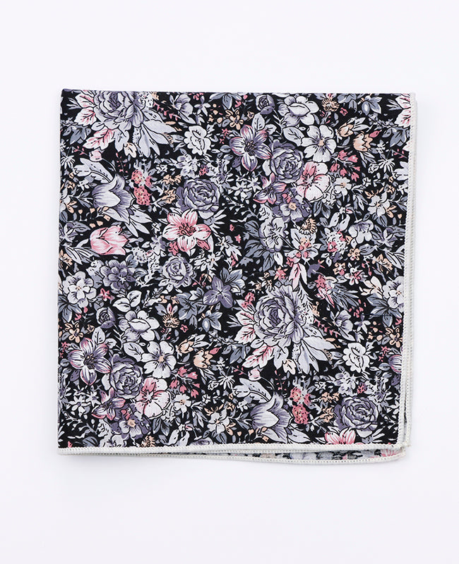 Fazzoletto da taschino Liberty Nero n°2 in Cotone | Gaspard - Unipap's