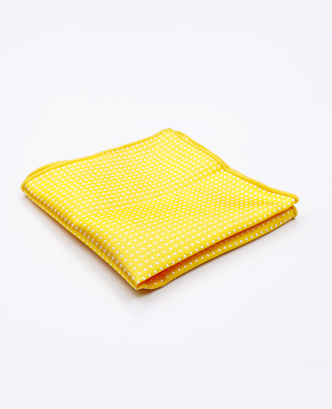 Fazzoletto da taschino Giallo n°1 A Pois in Poliestere «Louis»