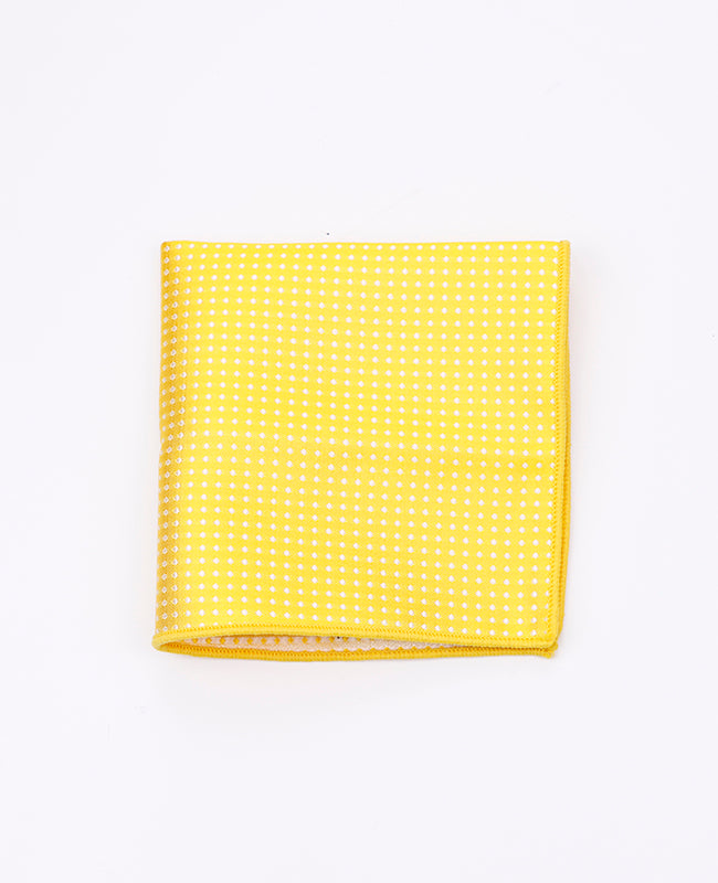 Fazzoletto da taschino Giallo n°1 A Pois in Poliestere «Louis»