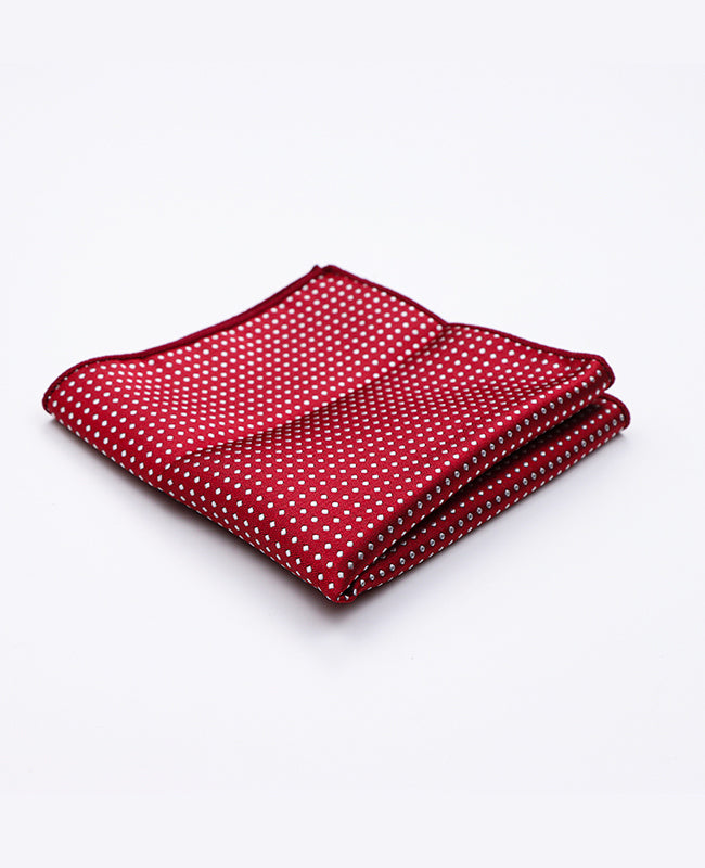 Fazzoletto da taschino Rosso n°2 A Pois in Poliestere «Louis»