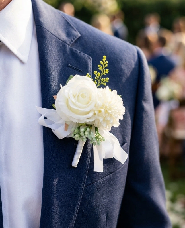 Occhiello floreale Bianco Uomo «Valentin»