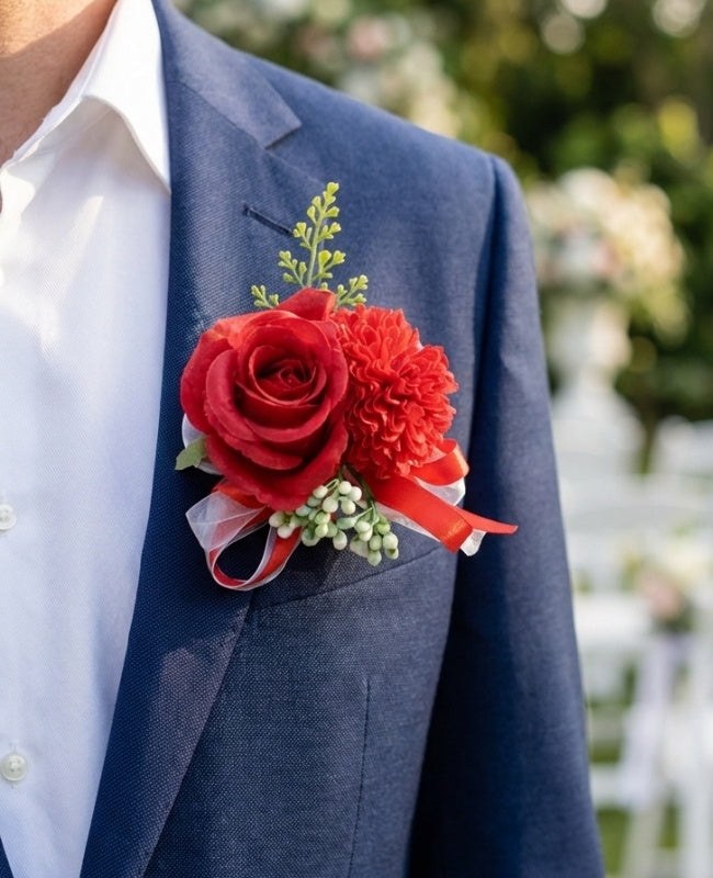 Occhiello floreale Rosso Uomo «Valentin»