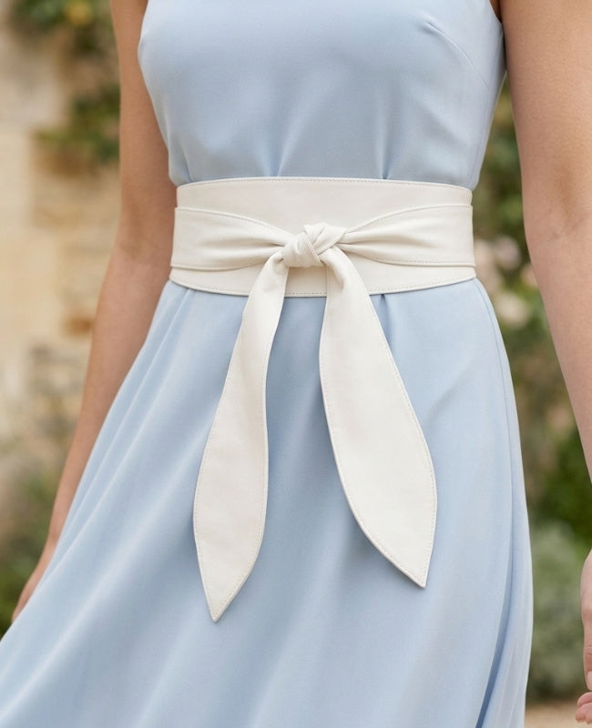 Cintura da Abito con Fiocco Donna Bianco in Pelle "Mathilde"