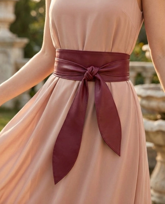 Cintura da Annodare per Abito Donna Rosso in Pelle "Mathilde"