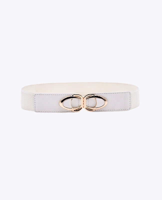 Cintura da Abito Elastica Donna Bianco in Pelle "Louise"
