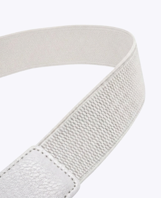 Cintura da Abito Elastica Donna Bianco in Pelle "Louise"