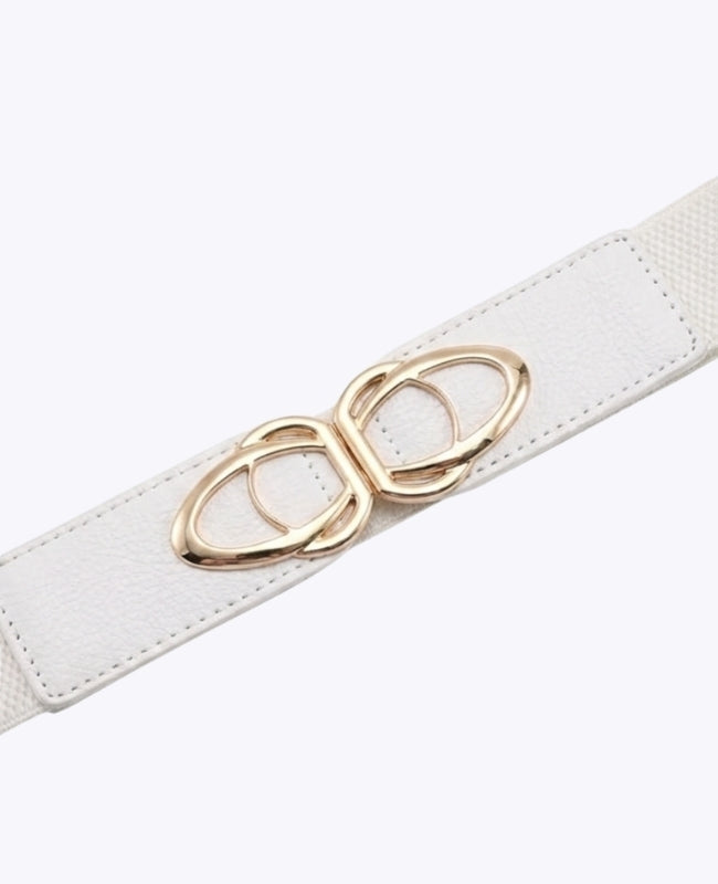 Cintura da Abito Elastica Donna Bianco in Pelle "Louise"