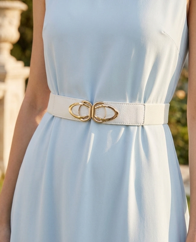 Cintura da Abito Elastica Donna Bianco in Pelle "Louise"