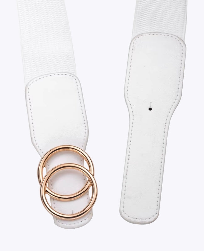 Cintura da Abito Elastica Donna Bianco in Pelle "Madeleine"
