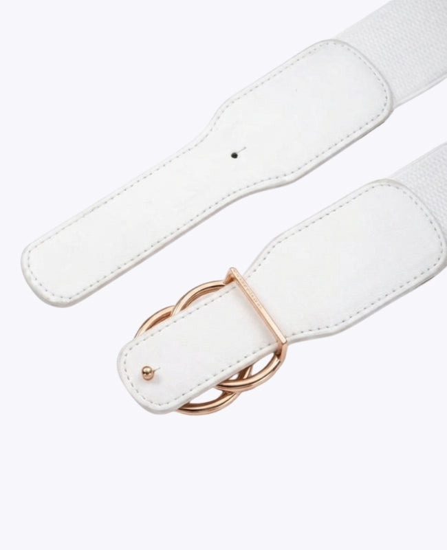 Cintura da Abito Elastica Donna Bianco in Pelle "Madeleine"