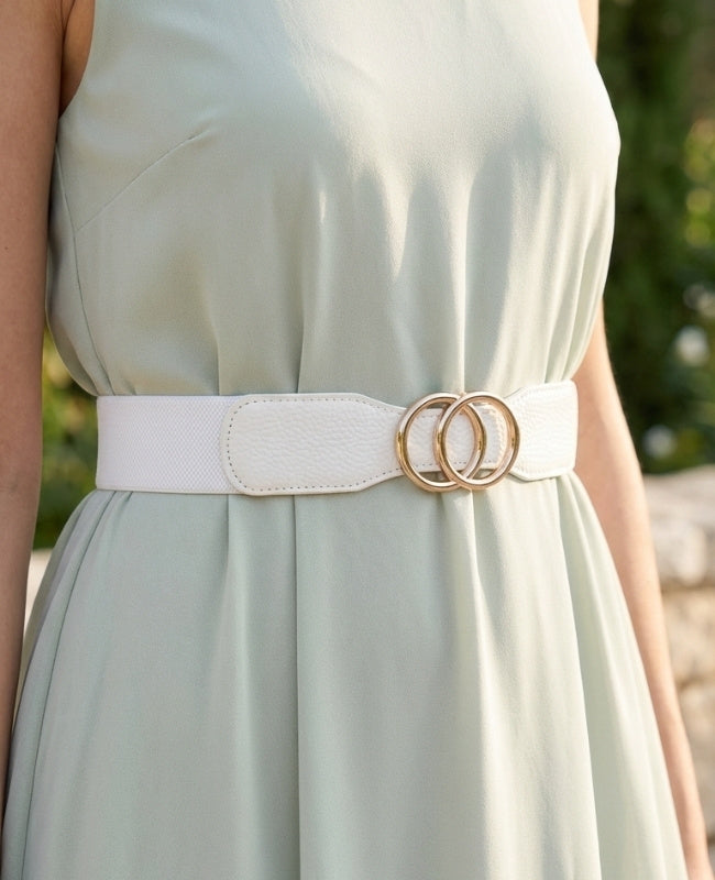 Cintura da Abito Elastica Donna Bianco in Pelle "Madeleine"